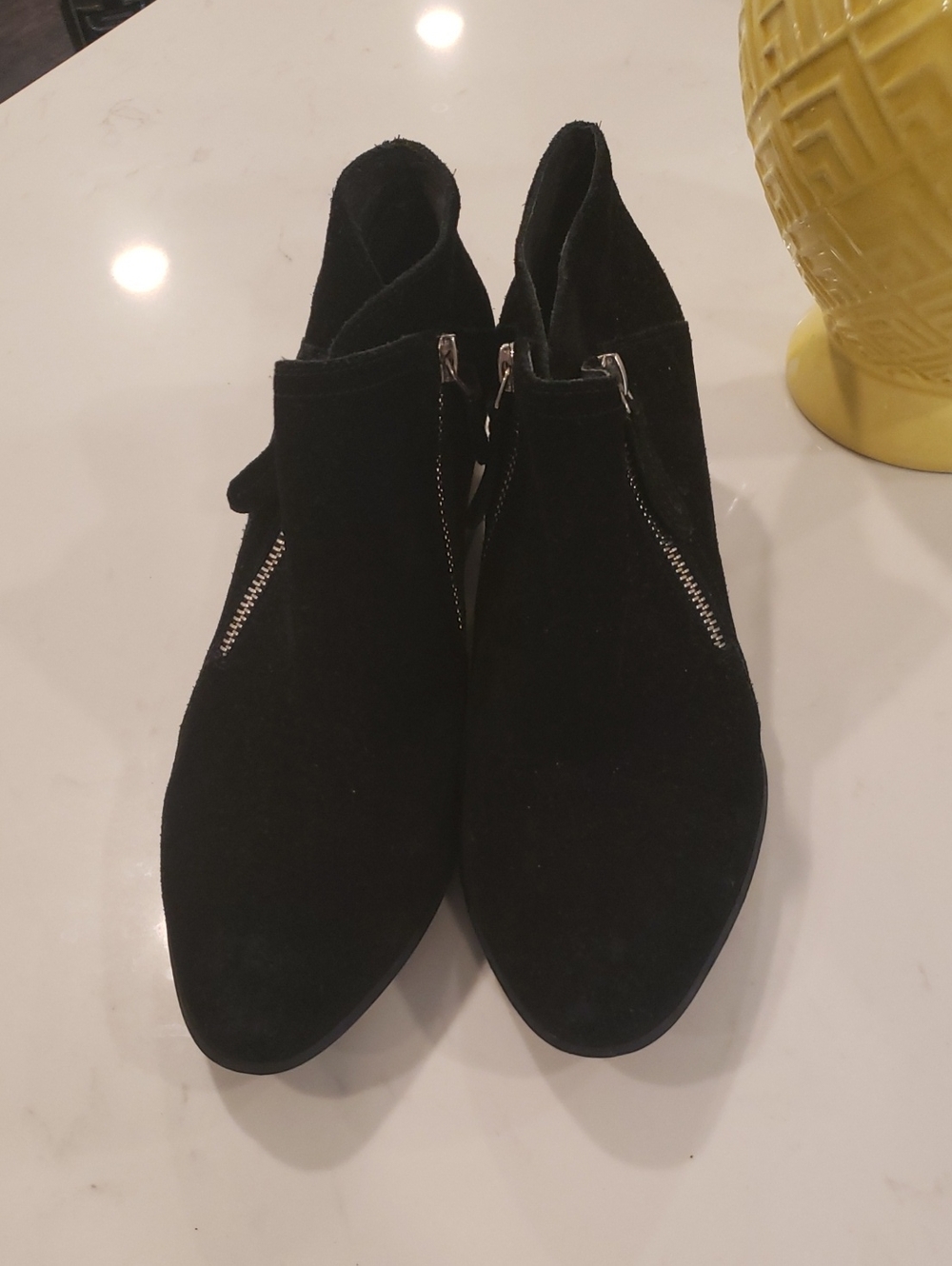 Van Eli Black Suede Ankle Booties with Side Zips